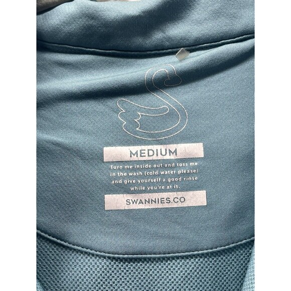 Swannies Men's Medium Vandyke Hoodie 1/4 Zip Golf Performance Hydro Teal Blue - Picture 4 of 9